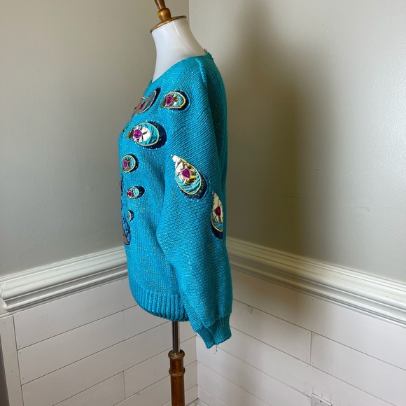 Bonnie Boerer Fabulous Peacock Vintage Sweater SP FREE SHIP - Picture 4 of 4